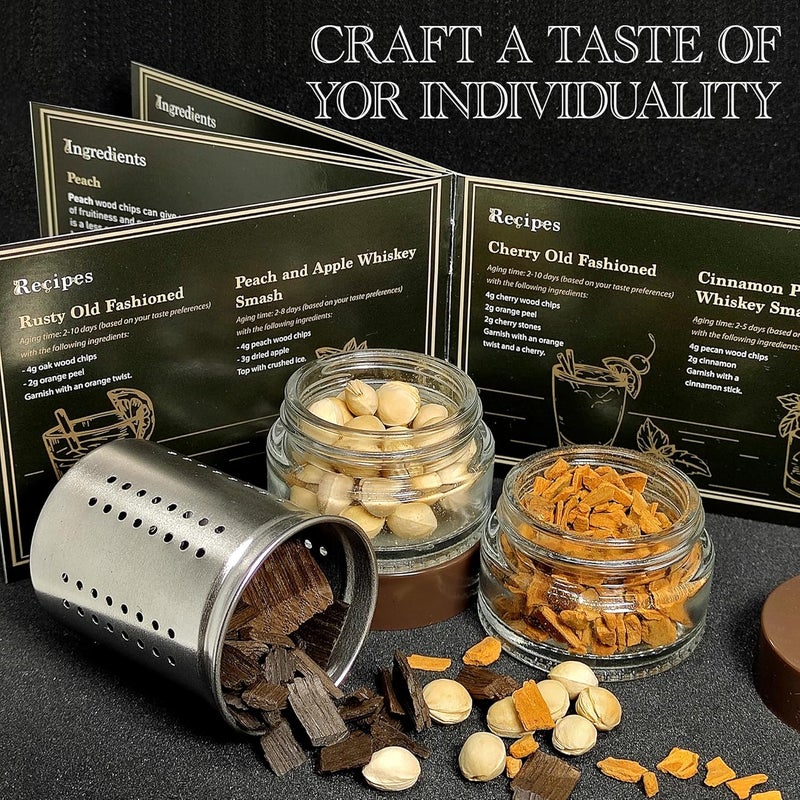 Krafterize DIY Whiskey Gifts for Men - DIY Whiskey Infusion Set - Whiskey Making Kit - Decanter Set with Botanicals & Wood Chips - Bourbon Decanter & Birthday Gifts for Men - Image 5